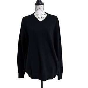Alan Flusser Black V-Neck 100% Cashmere Sweater Men's Size M